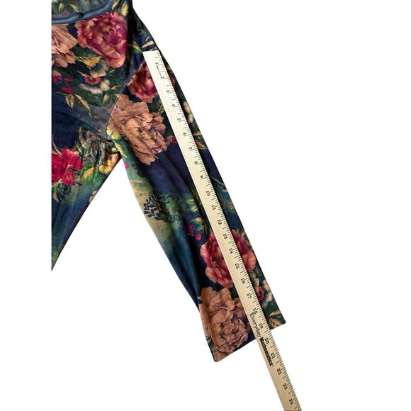 JOHNNY WAS Janie Bamboo Knit Floral Print V Neck 3/4 Sleeve Relaxed Top - Picture 9 of 11